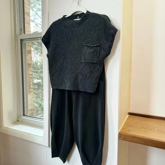 NWT Free People Freya Set FP Beach Sweater Top & Pants Black Charcoal Size XS - Picture 6 of 15